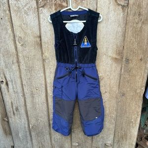 Obermeyer Vintage Black Blue Snow Overall Bibs Ski Snowboard Kids Preschool Sz 3